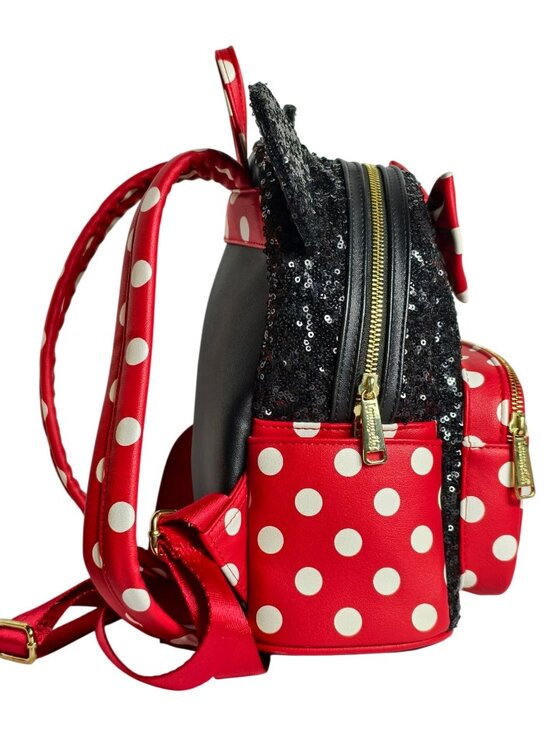 Loungefly Disney Parks Minnie Mouse Sequin Mini Backpack Polka Dot Ears & Bow main image 7